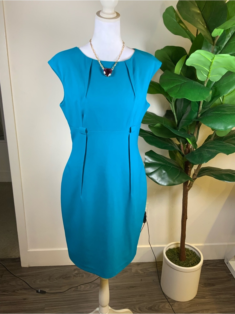 calvin klein sheath dress blue | Dresses | Calvin Klein Vibrant Teal Color:M-Dusty Rose